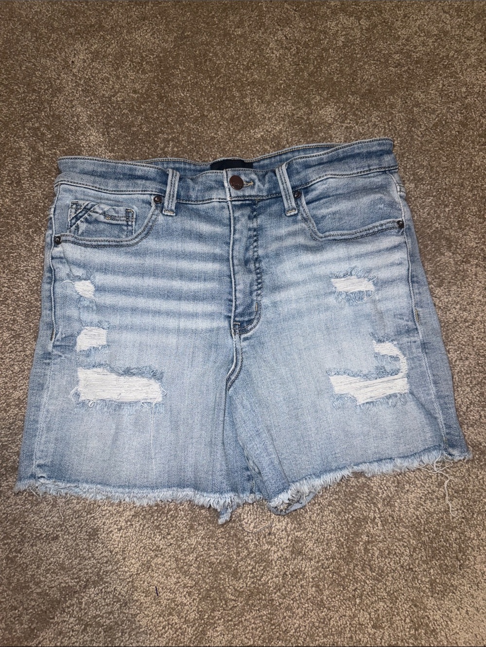 Buckle Black Light Wash Distressed Stretch Denim Jean Shorts - 30